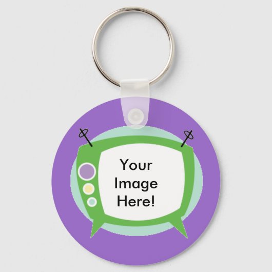 Porte-clés Retro Television ~ Ajoutez votre photo! ! (Recto)