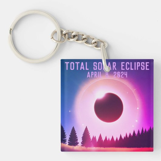 Porte-clés Rétro Total éclipse solaire 8 avril 2024 paysage (Devant)