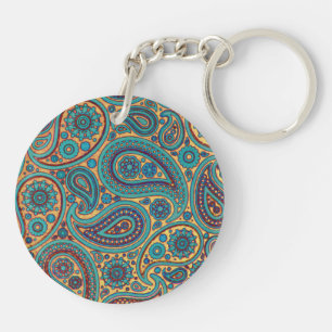 Porte-clés Retro Turquoise Arc-en-ciel motif Paisley