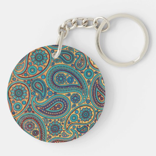 Porte-clés Retro Turquoise Arc-en-ciel motif Paisley (Dos)