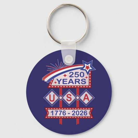 Porte-clés Retro USA 250th Anniversary Marquee Sign 1776-2026 (Recto)