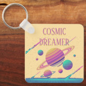 Porte-clés Retro Vaporwave Planets Synthwave (Recto)