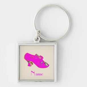 Porte-clés rétro vintage Art Déco chaussure rose