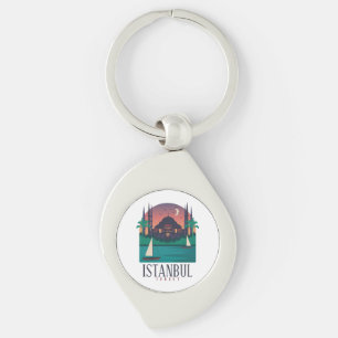 Porte-clés Rétro vintage Istanbul Turquie Skyline Sainte-Soph