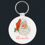 Porte-clés Rétro Vintage Jolly Santa Claus de Christmas<br><div class="desc">Un porte - clé avec une photo festive et rétro. Le vieux Père Noël Jolly avec ses joues rousses et son sourire chaleureux et amical. Un peu de nostalgie de l'ancienne école pour les vieux temps,  cette image rappelle les souvenirs des célébrations du passé de Noël.</div>