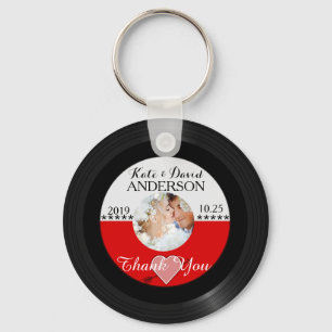 Porte-clés Retro Vinyl Record Photo Mariage Favor Merci