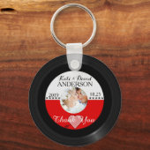 Porte-clés Retro Vinyl Record Photo Mariage Favor Merci (Recto)