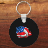 Porte-clés Retro Volleyball Usa Drapeau Jour de l'Indépendanc (Recto)
