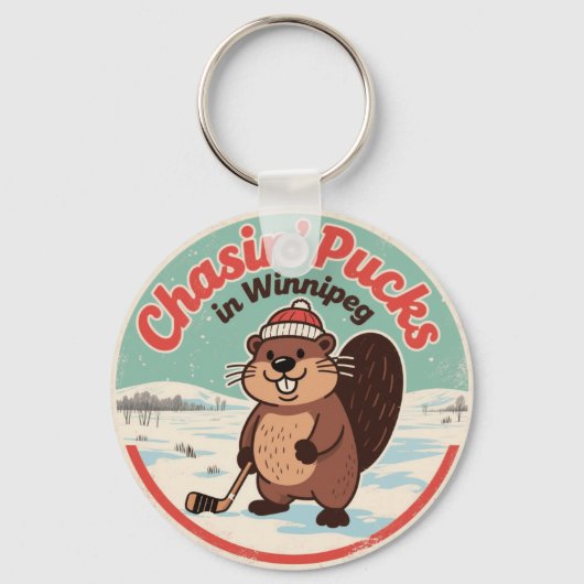 Porte-clés Retro Winnipeg Beaver Hockey (Recto)