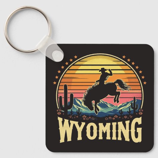 Porte-clés Retro Wyoming Cowboy (Recto)