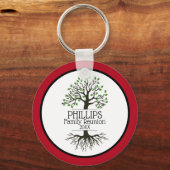 Porte-clés Réunion familiale de l'arbre généalogique rouge fo (Recto)