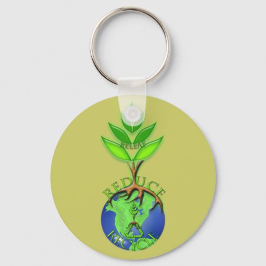 Porte-clés Réutiliser Réduire Recycler Arbre Terre Globe (Recto)