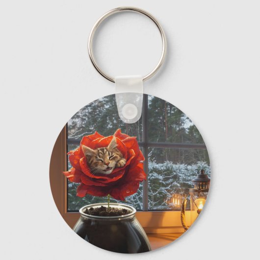 Porte-clés Rêve de chat rose  (Recto)