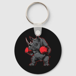 Porte-clés Rhinocéros boxant avec des gants de boxe Kickboxin