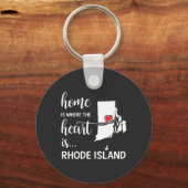 Porte-clés Rhode Island home est le coeur (Recto)