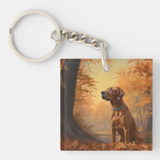 Porte-clés Rhodesian Ridgeback à l'automne Feuilles automne I (Devant)