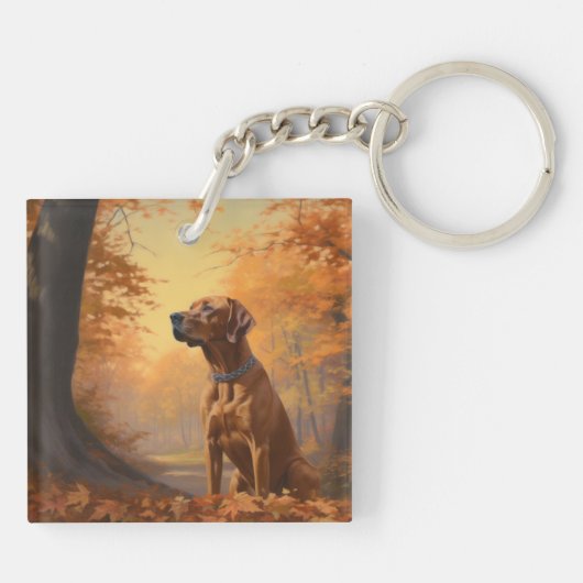 Porte-clés Rhodesian Ridgeback à l'automne Feuilles automne I (Dos)