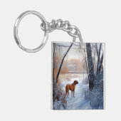Porte-clés Rhodesian Ridgeback Laisser Neige Noël (Devant gauche)