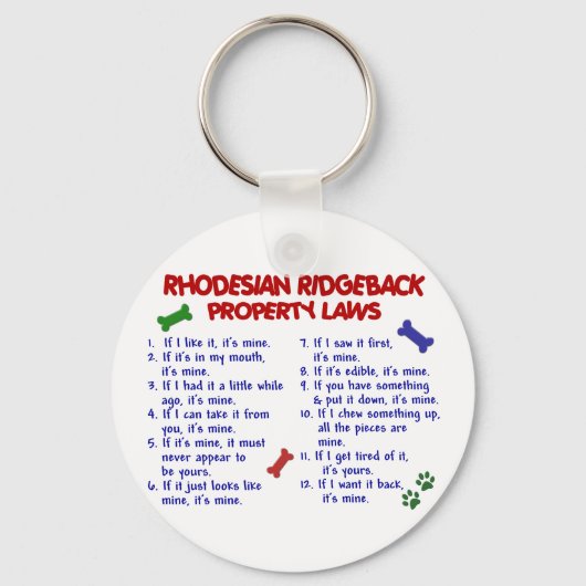 Porte-clés RHODESIAN RIDGEBACK Lois sur les propriétés 2 (Recto)