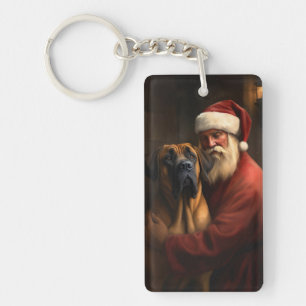 Porte-clés Rhodesian Ridgeback Père Noël Noël Festif