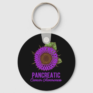 Porte-clés Ribbon de tournesol violet soutien cancer pancréat