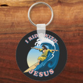 Porte-clés Ride With Jesus | Surfing Jesus Illustration (Recto)