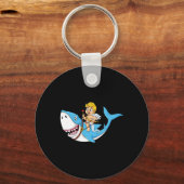 Porte-clés Riding Cupid Shark Valentines Jour Amusants Garçon (Verso)