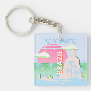 Porte-clés Rio de Janeiro Brésil Voyage Art Blue Illustration