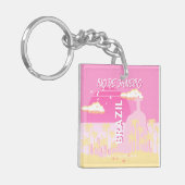 Porte-clés Rio de Janeiro Brésil Voyage Art rose illustration (Devant gauche)