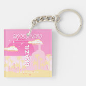 Porte-clés Rio de Janeiro Brésil Voyage Art rose illustration (Dos)