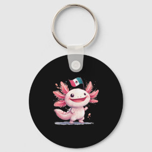 Porte-clés Rire Axolotl Avec Le Costume Drapeau Du Mexique