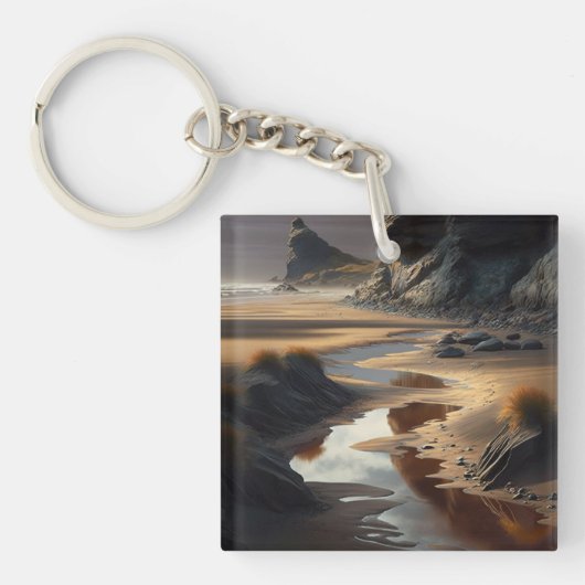 Porte-clés Rivage au coucher du soleil (Devant)