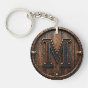 Porte-clés Rivet en laiton emblème en bois monogramme M 🔑