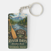 Porte-clés Rivière Saco Fryeburg Maine Rectangle Acrylique (Dos)