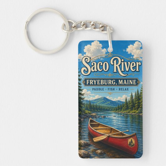Porte-clés Rivière Saco Fryeburg Maine Rectangle Acrylique (Devant)