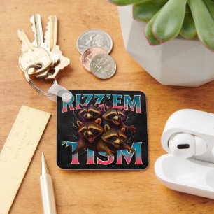 Porte-clés Rizz Em avec le Tism Meme Autisme Drôle Raton Lave