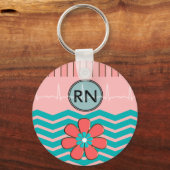 Porte-clés RN Chevron Motif rose et bleu (Recto)