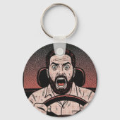 Porte-clés Road Rage Comic – Driver’s Fury Unleashed (Recto)