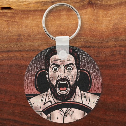 Porte-clés Road Rage Comic – Driver’s Fury Unleashed (Verso)