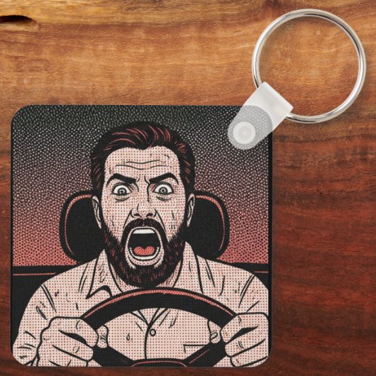 Porte-clés Road Rage Comic – Driver’s Fury Unleashed (Verso)