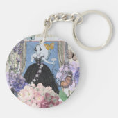 Porte-clés Robe élégante bleue pour femme, fantaisie florale  (Dos)