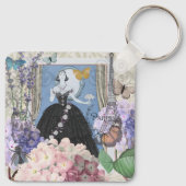 Porte-clés Robe élégante femme bleue florale fantaisie  (Dos)