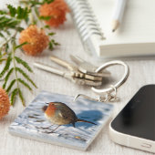 Porte-clés Robin dans la neige (Devant Droit)