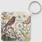 Porte-clés Robin Elegant Bird Butterfly French Art (Dos)