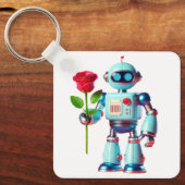 Porte-clés Robot avec Rose (Recto)