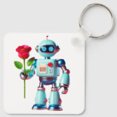 Porte-clés Robot avec Rose (Dos)