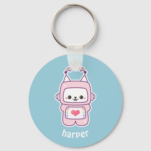 Porte-clés Robot de chat rose mignon (Recto)