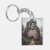 Porte-clés Roche Divine : Jésus gravé Le Seigneur Est Mon Roc (Devant gauche)