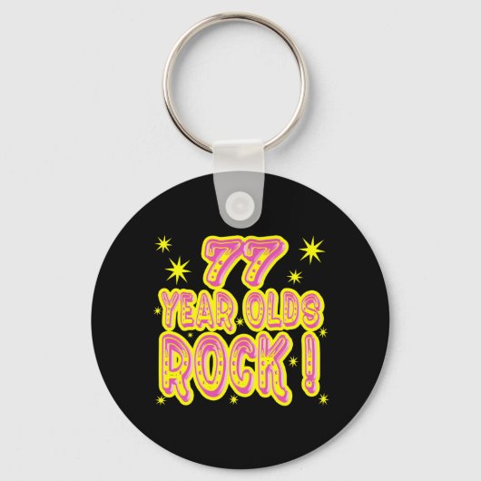 Porte-clés Rocher à 77 ans ! porte - clé (rose) (Recto)