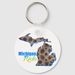 Porte-clés Roches du Michigan   motif de pierre Petoskey